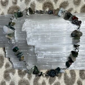 Fancy Jasper Chip Crystal Gemstone Anklet Natural Healing Stone